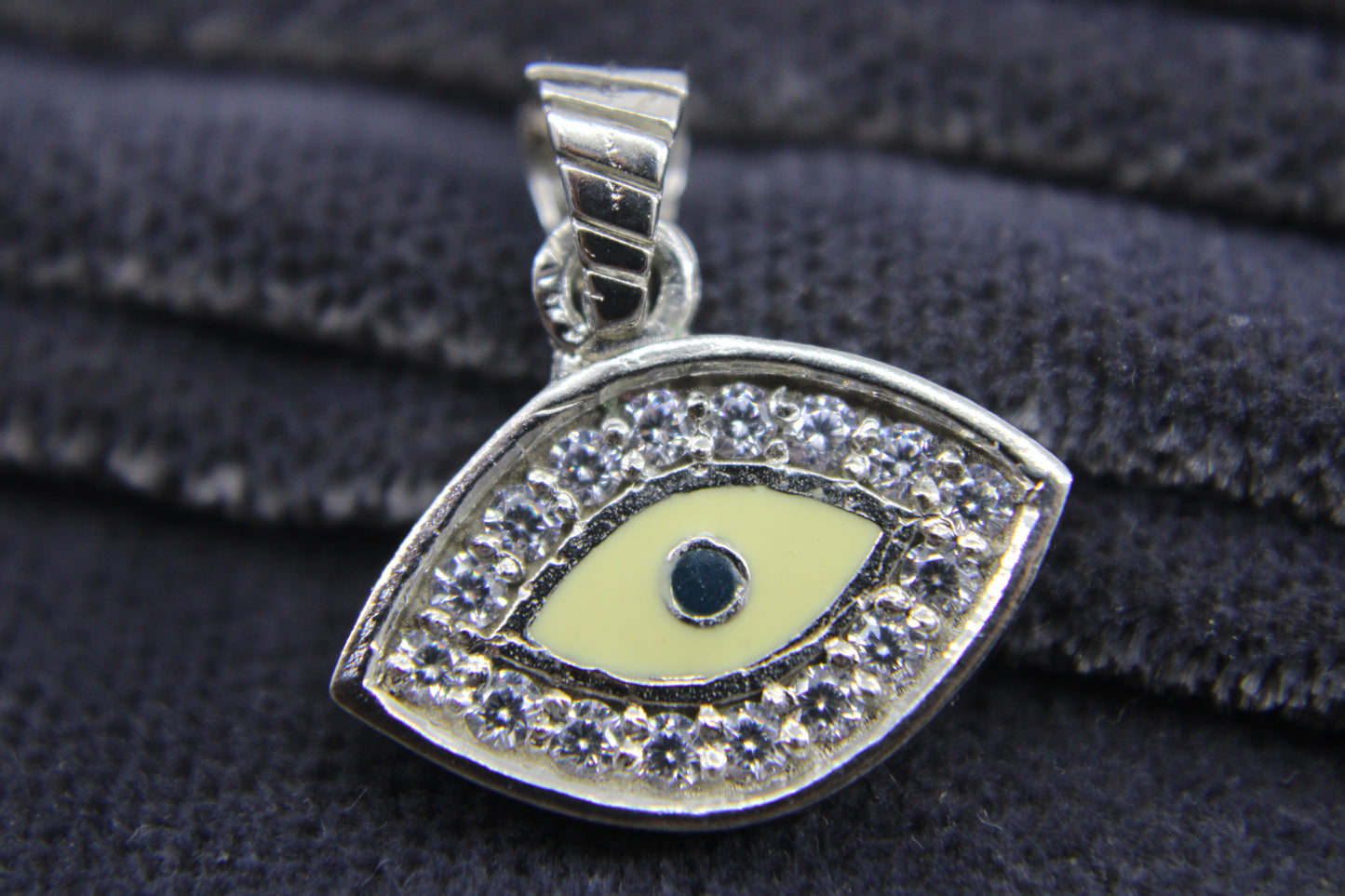 92.5 Purity Sterling Silver Pendant,Bracelet Charm Evil Eye Trending 2-2.5 Gms 2 cm wide