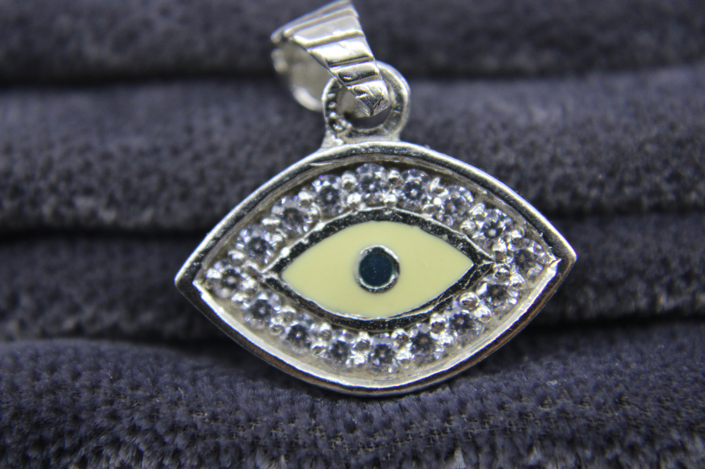 92.5 Purity Sterling Silver Pendant,Bracelet Charm Evil Eye Trending 2-2.5 Gms 2 cm wide