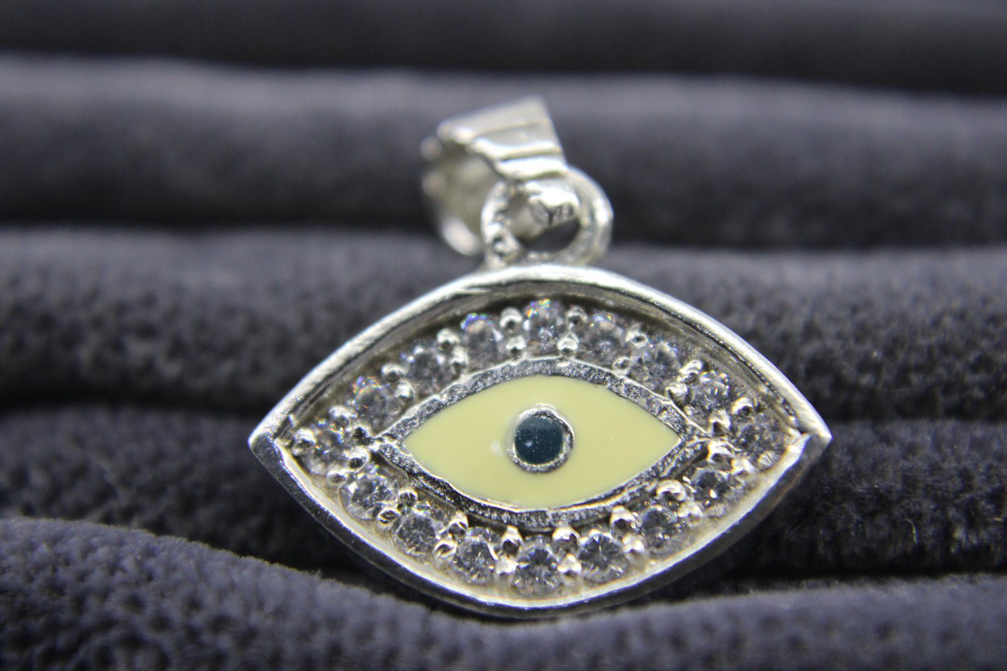 92.5 Purity Sterling Silver Pendant,Bracelet Charm Evil Eye Trending 2-2.5 Gms 2 cm wide